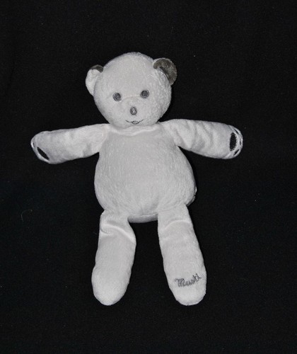 Peluche doudou ours blanc gris