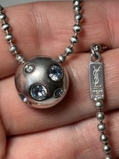 Collier chaine pendentif bijoux Argent YSL Yves Saint Laurent  50CM