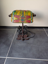 Lampe de notaire de style Tiffany - Art nouveau - Vitrail - Libellule 