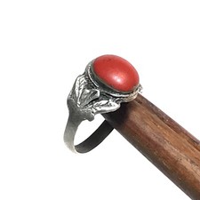 bague  Argent Orné De Corail