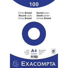 Fiches bristol - A4 - Blanc - Unie - Non perforées - Lot de 100 - Papier épais -