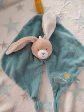 DOUDOU PLAT LAPIN BLEU GRIS