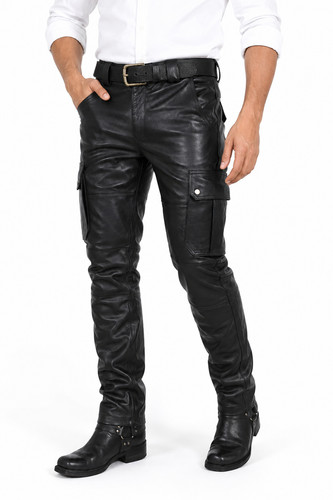 Pantalon cargo cuir - cargo, noir
