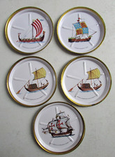 Lot de 5 sous-bock / dessous verres en métal Vieux bateaux, voiliers