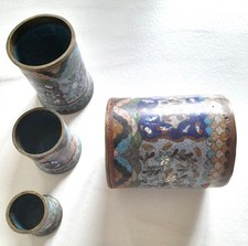 4 Pots à mesure gigognes émaux cloisonnés Chine ou Japon  ouJapon  XIXe