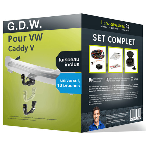 Attelage pour caddy v - vw,