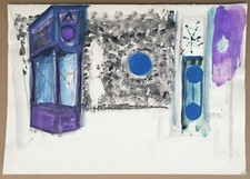 Gouache Originale Tristan Fabris Maquette Décor Théâtre Surréaliste Emilfork 68