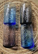 4 VERRES COCA COLA  CANETTE 1 NOIR 2 Bleus, 1 Brun COLLECTOR . McDO MC DONALD'S 