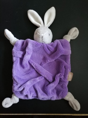 Doudou plat lapin plume gris - plume,