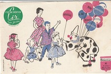 W36 Ancien BUVARD  Tissu Garanti BOUSSAC  Création CIR  enfant clown ballon