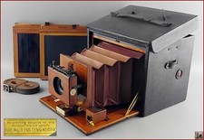 XIXe Eastman Compagny Appareil Photo N°5 Folding Kodak en Bois/Laiton 5x7/13x18