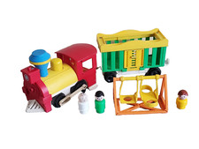 Fisher Price Vintage 1970’s Little People Train Wagon Balançoire + 3 figurines