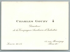 Charles Gouzy Directeur Cie Auxilaire Industrie Légion Honneur Carte Visite 1930