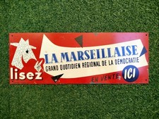 Plaque Tôle Publicitaire Non Émaillée Journal Quotidien La Marseillaise 