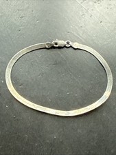 Ancien Bracelet Gourmette En Argent Massif Silver Maille chaine plate simple 