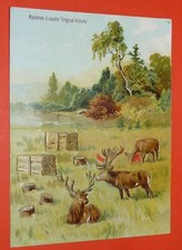 CHROMO 1900-1914 MACHINE A COUDRE VICTORIA POP-UP SCENETTE CERFS FORET DECOUPIS