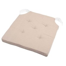 Coussin de chaise réversible lin et beige en coton 38 x 38 cm