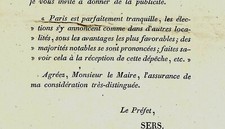 1831 Elections législatives Paris dépêche Préfet SERS de Metz "Paris est calme"