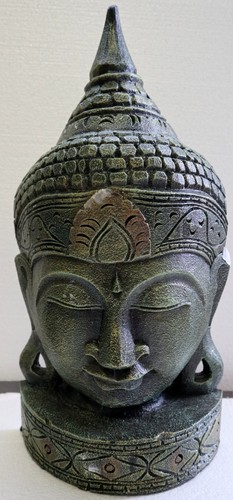 Tête bouddha bois - en,