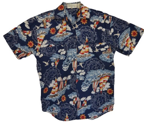 Nautical print hawaiian shirt - print,
