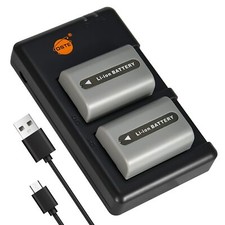 2pcs NP-FP50 NP-FP30 1100mAh/7.4V Batterie Chargeur Compatible pour Sony DCR-...