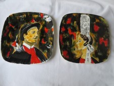 Ancienne PAIRE D'ASSIETTES QUIMPER - MARIE LOUISE IMPE - BIGOUDENNE - Années 50