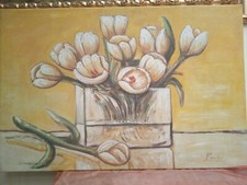 Tableau Vase Avec Fleurs Peint