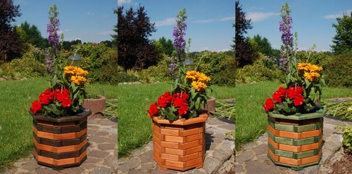 Pot fleurs rond bois - pot,