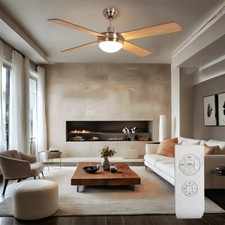 Ventilateur de Plafond Plafonnier Télécommande Aile Réversible 3 Niveaux H 41cm