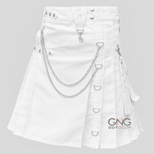Kilt utilitaire gothique blanc - kilt,
