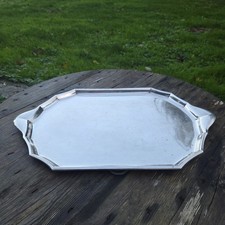 07L5 ANCIEN PLATEAU DE SERVICE METAL ARGENTE MODELE ART DECO GALLIA CHRISTOFLE