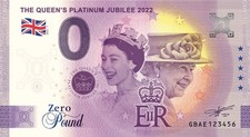 Billet Souvenir 0 Pounds 100 x 0 Pound Jubilee Queen Elisabeth II