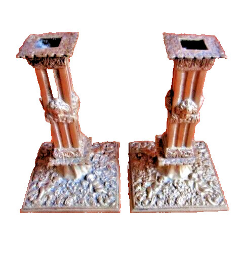 Paire bougeoirs bronze - bougeoirs,