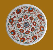 15 " Marbre Table Floral Art Marqueterie Pierre Arts Maison Meuble