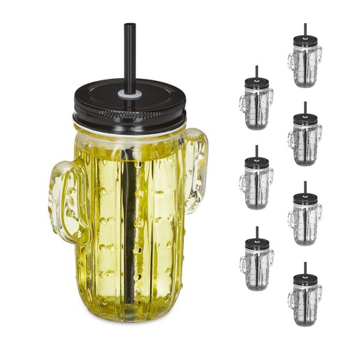Verre avec paille bocal - , à