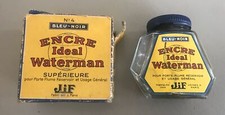 ANCIEN FLACON BOUTEILLE D'ENCRE JIF PARIS WATERMAN IDEAL BLEU NOIR