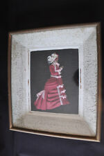 Ancienne gravure de mode habillée dans son cadre 38x33 cm