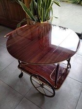 Table bar roulante en acajou verni vintage début des années 70