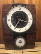 Ancienne Pendule VEDETTE Transistor Formica  + Baromètre & Thermo Vintage #A372