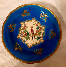 Longwy Coupe sur pied en céramique décor en émaux cloisonnés oiseau