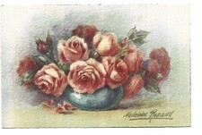 ILLUSTRATION  SIGNEE MADELEINE RENAUD FLEURS ROSES