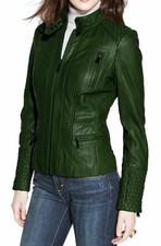 Blouson de motard en cuir vert