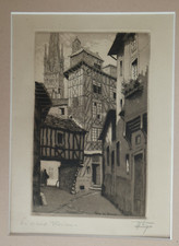 ROUEN rue du halage Gravure de