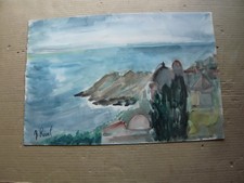 PAYSAGE CORSE  POCACCE HAMEAU VOISIN DE MORSIGLIA CAP CORSE SIGNE A RIVEL 1978