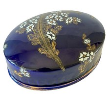 Bonbonnière boite signée KG Lunéville France faïence emaillée Art Nouveau 1900