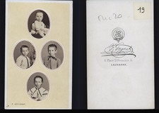 Gorgerat, Lausanne, frères & soeurs Vintage albumen print CDV. Tirage albumi