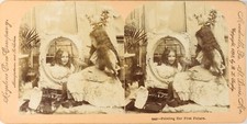 STEREO Scène de Genre Enfant Fille Première Peinture, Photo Vintage PL62L3