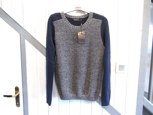 Pull bleu gris m - pull,