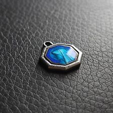 Médaille octogonale émaillée bleue vierge Marie & métal argenté religion