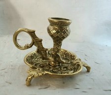 Beau bougeoir ancien belle patine Brillante style baroque  en bronze